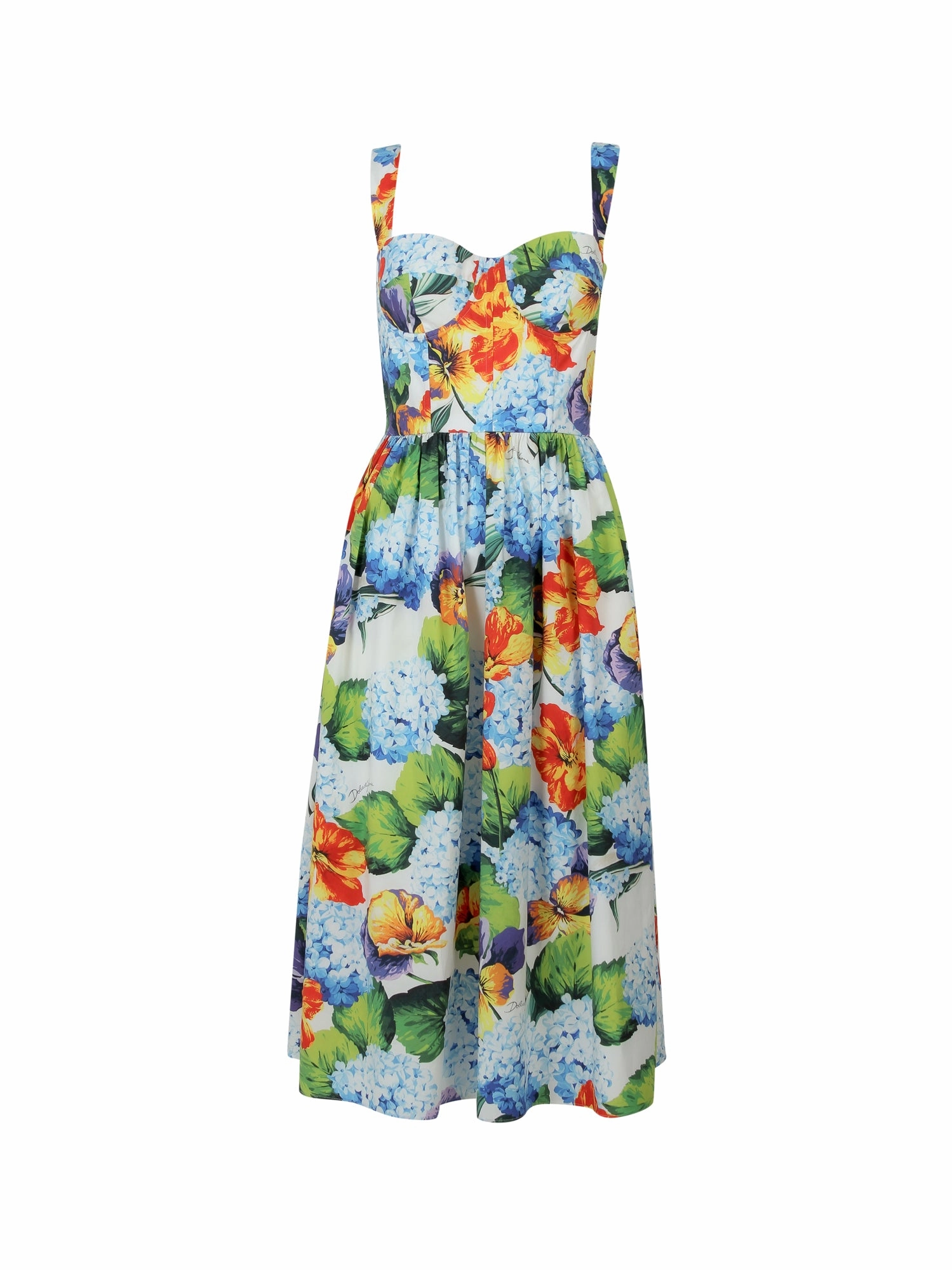 Dolce & Gabbana Hydrangea Printed Poplin Midi Dress