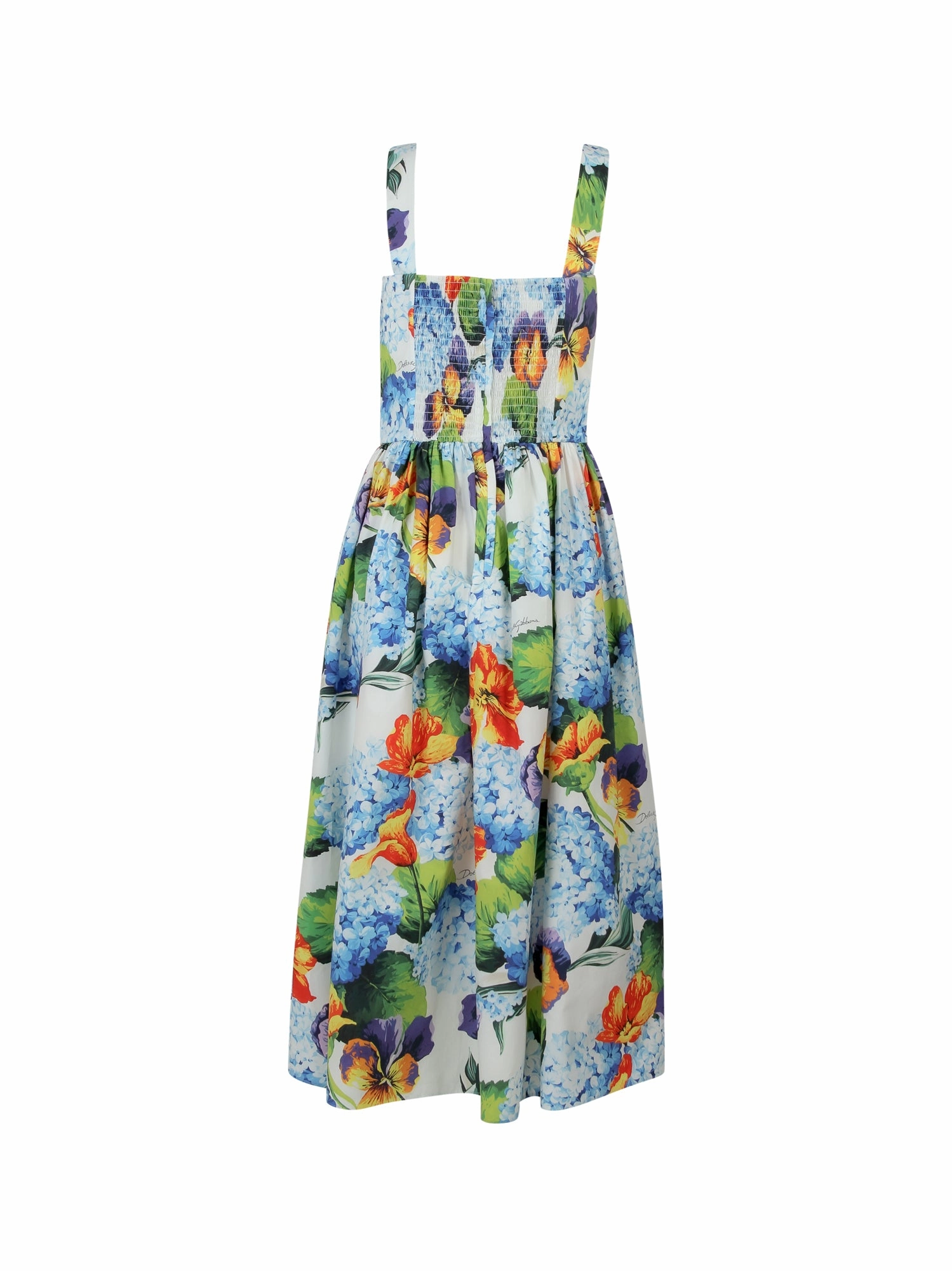 Dolce & Gabbana Hydrangea Printed Poplin Midi Dress