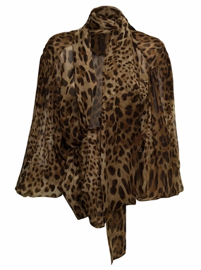Dolce & Gabbana Leopard Printed Elasticated Cuffs Blouse