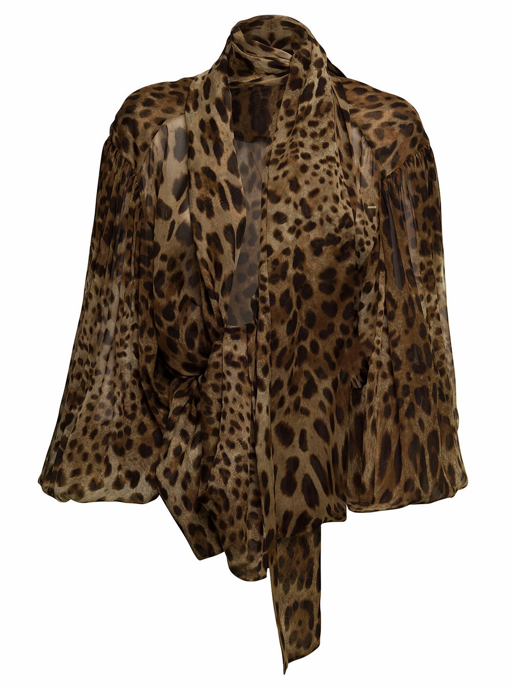 Dolce & Gabbana Leopard Printed Elasticated Cuffs Blouse