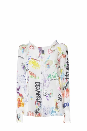 Dsquared2 Graffiti Printed Crewneck Blouse