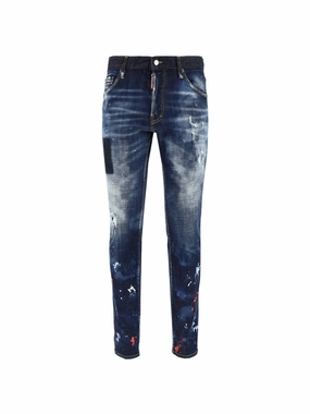 Dsquared2 Logo Patch Stained-Effect Jeans