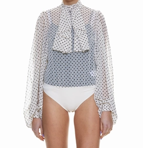 Elisabetta Franchi Polka Dot Printed Semi-Sheer Blouse