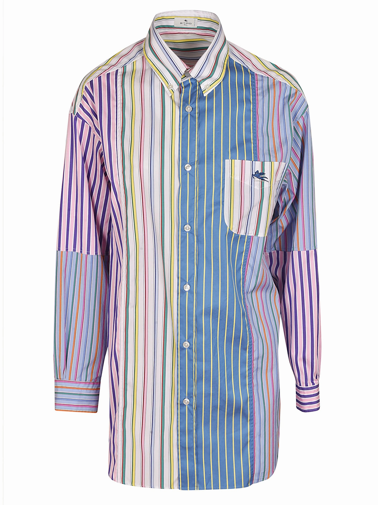Etro Pegaso Embroidered Striped Long-Sleeved Shirt