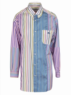 Etro Pegaso Embroidered Striped Long-Sleeved Shirt
