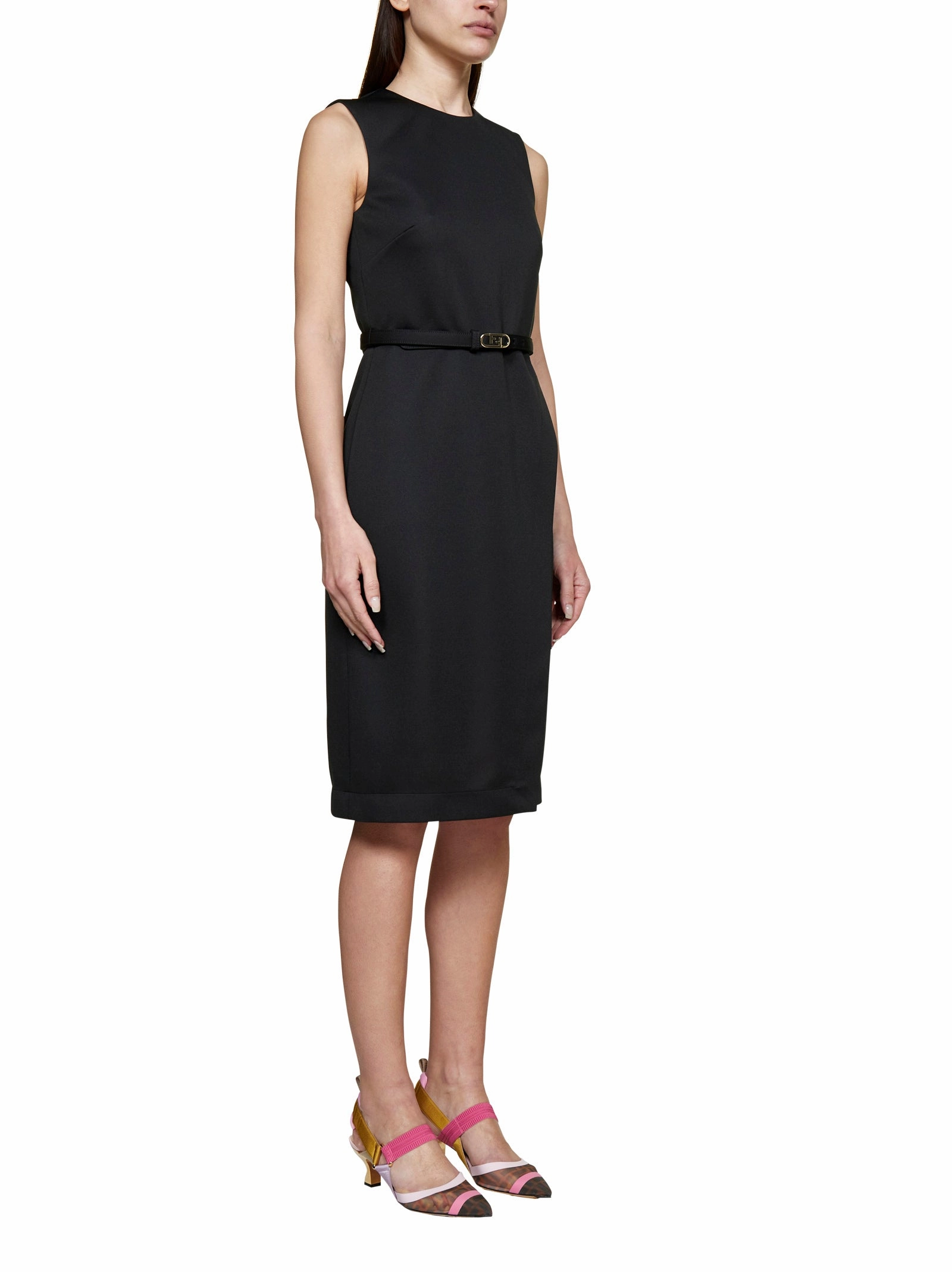 Fendi Belted Waist Sleeveless Dress
