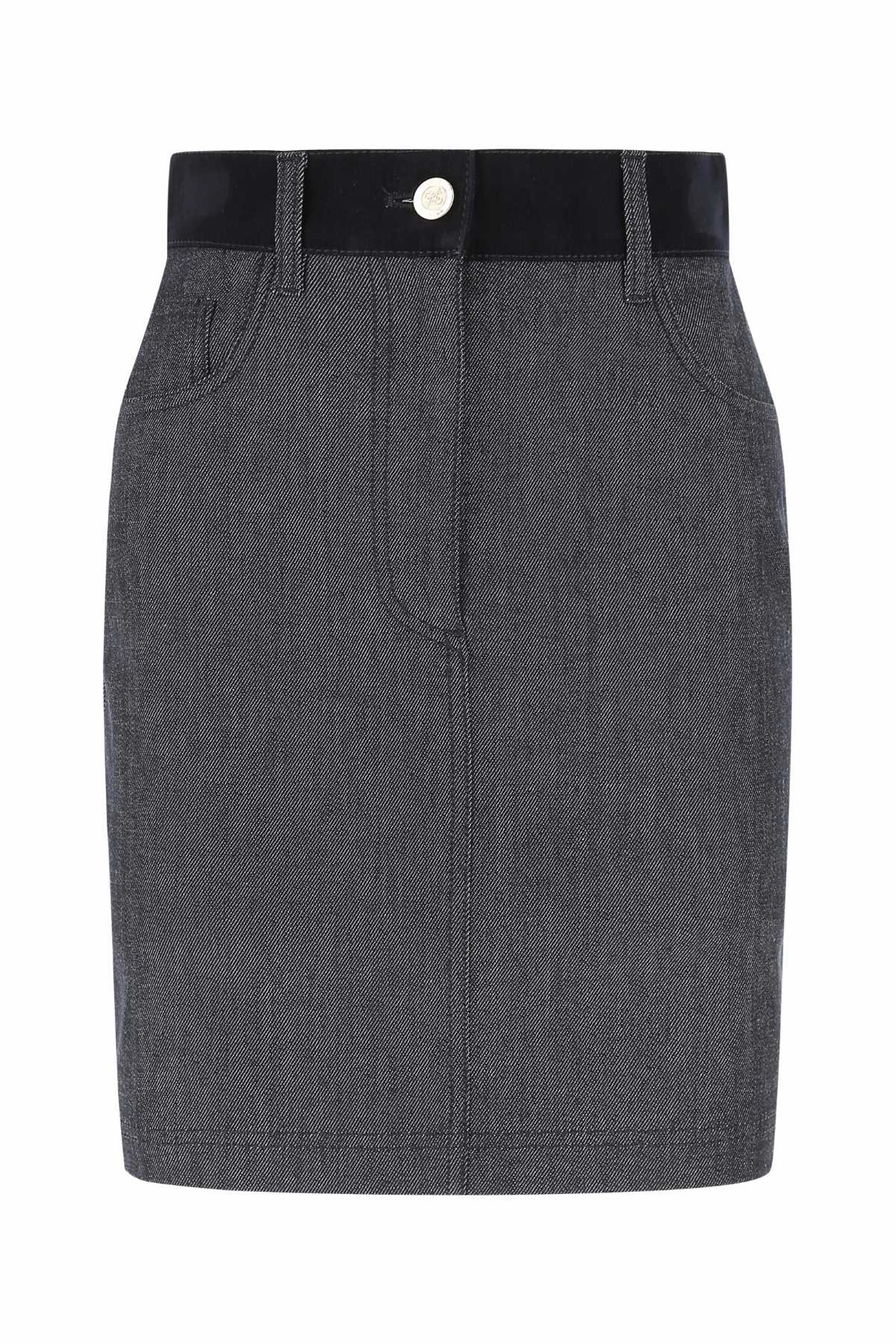Fendi Logo Embroidered Denim Mini Skirt