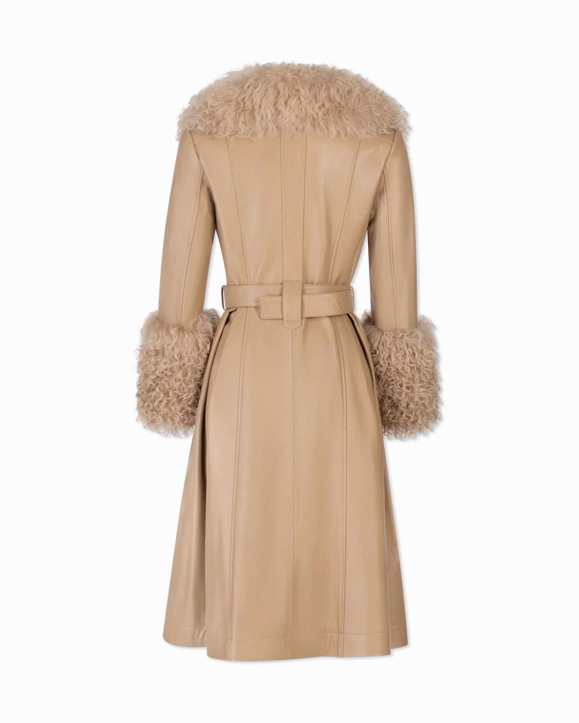 Foxy Shearling Trim Leather Coat