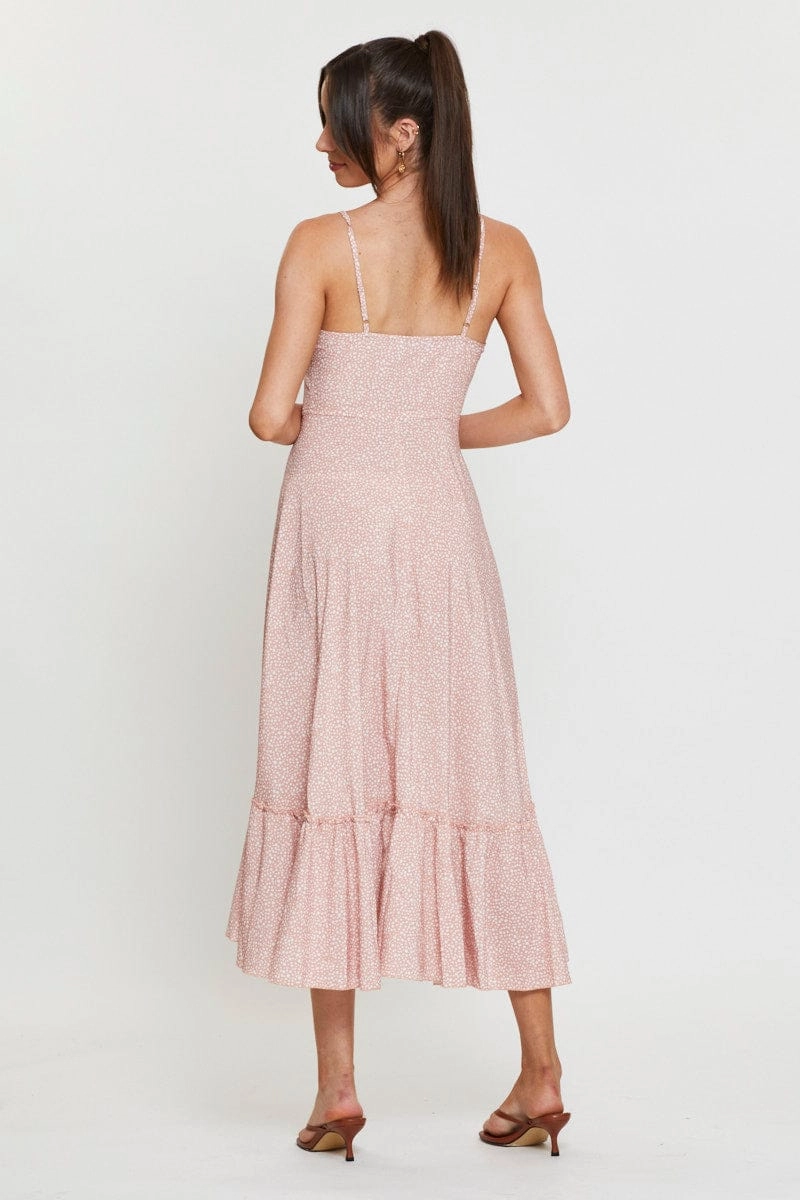 Geo Print Dress Adjustable Straps Midi