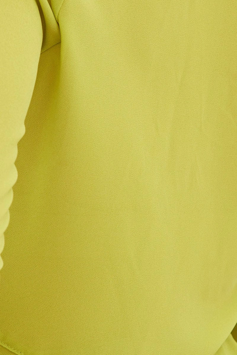 Green Bolero Flare Long Sleeve Frill V Neck Tie Chiffon