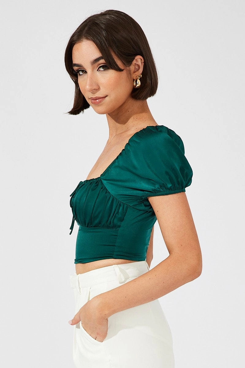 Green Corset Top Short Sleeve