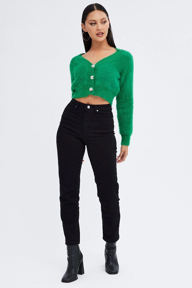 Green Fluffy Cardigan