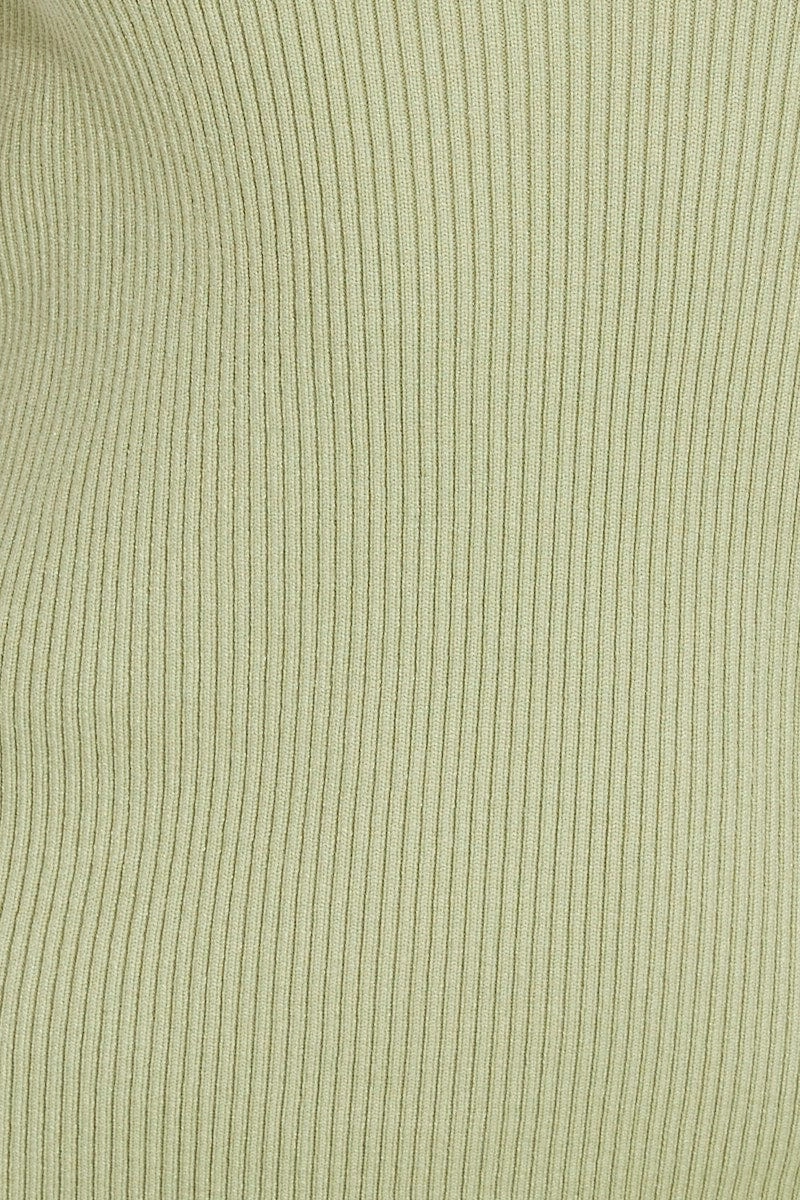 Green Knit Dress Midi Contrast Bind