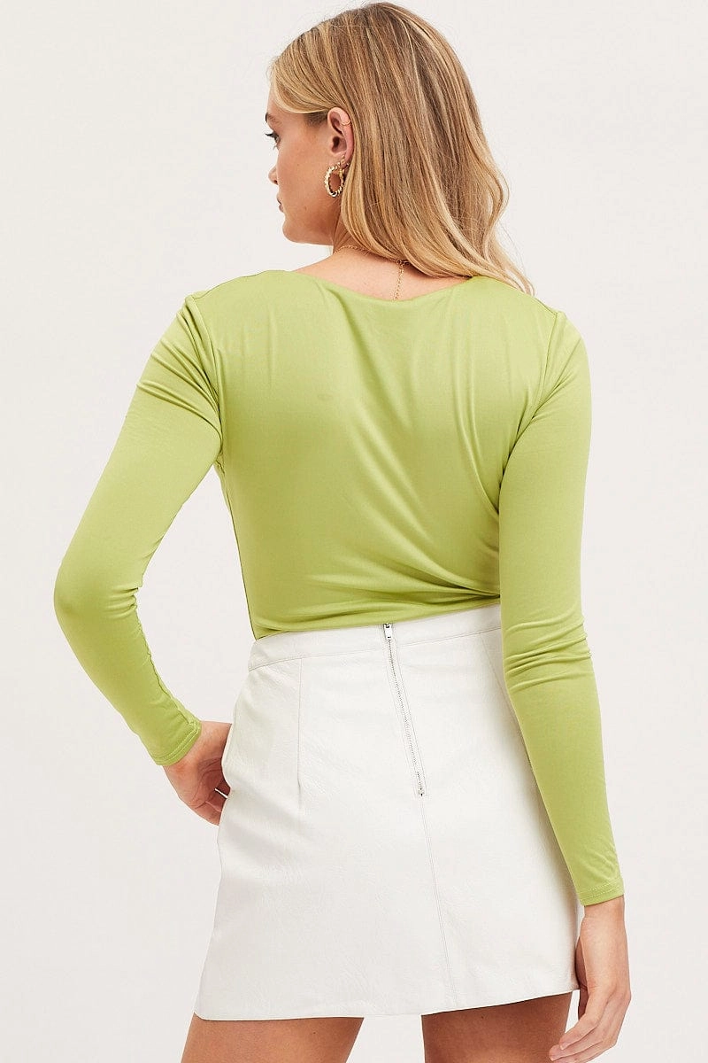 Green Ring Detail Bodysuit Long Sleeve
