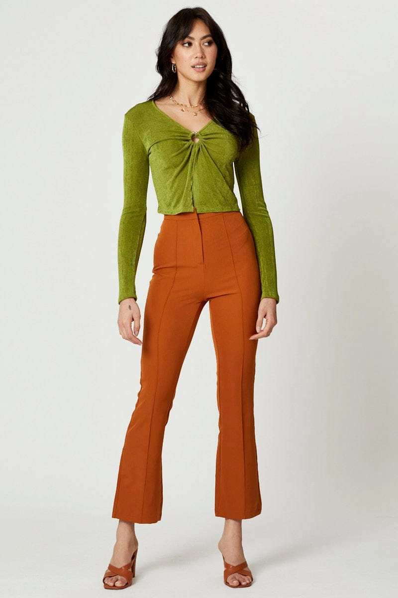 Green Slinky Jersey Long Sleeve Top