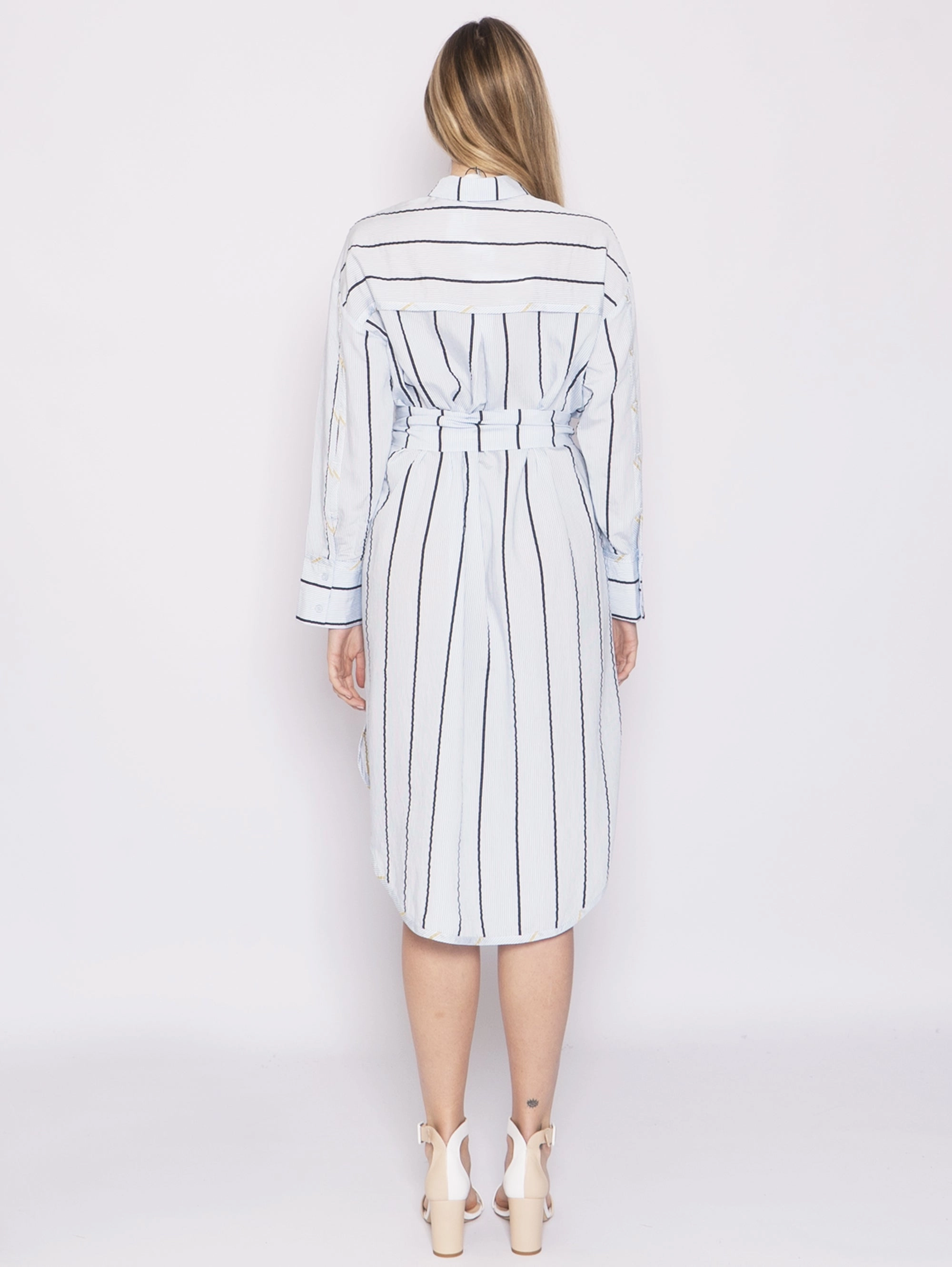 Ice Blue Striped Shirt Dress