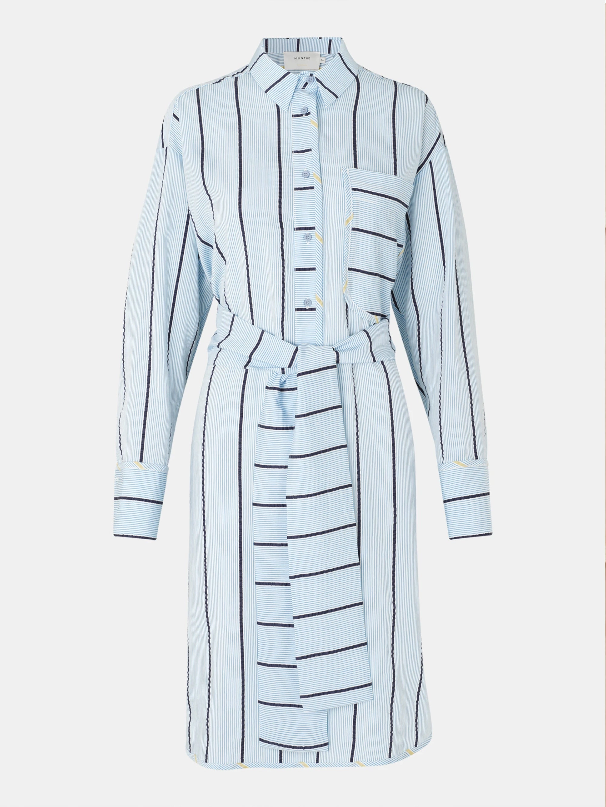 Ice Blue Striped Shirt Dress