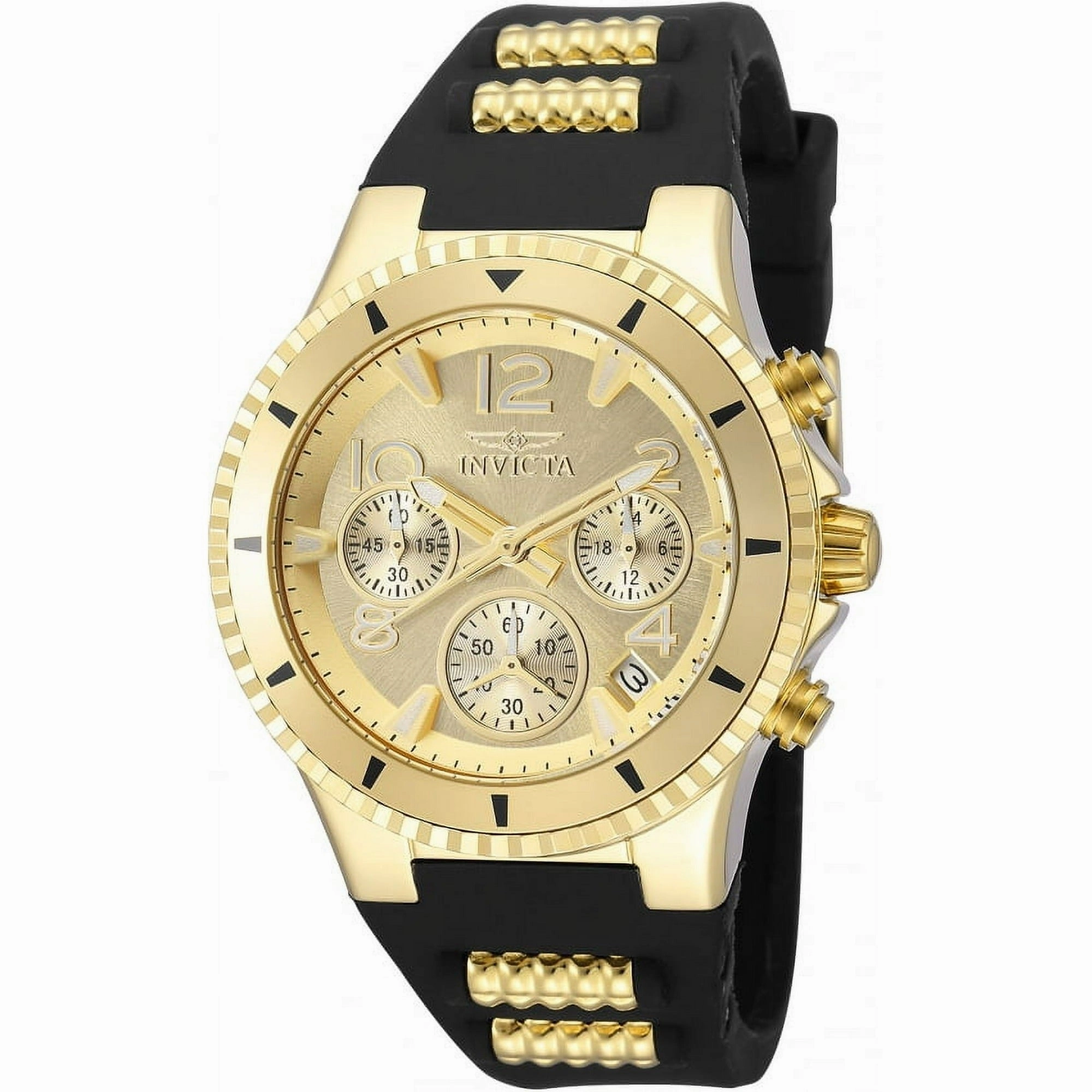 Invicta 36909 Women's BLU Black and Yellow Gold Strap Chrono Watch