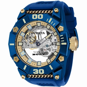 Invicta Men's Automatic Watch - Bolt Blue and Yellow Gold Case Silicone Strap | 41676