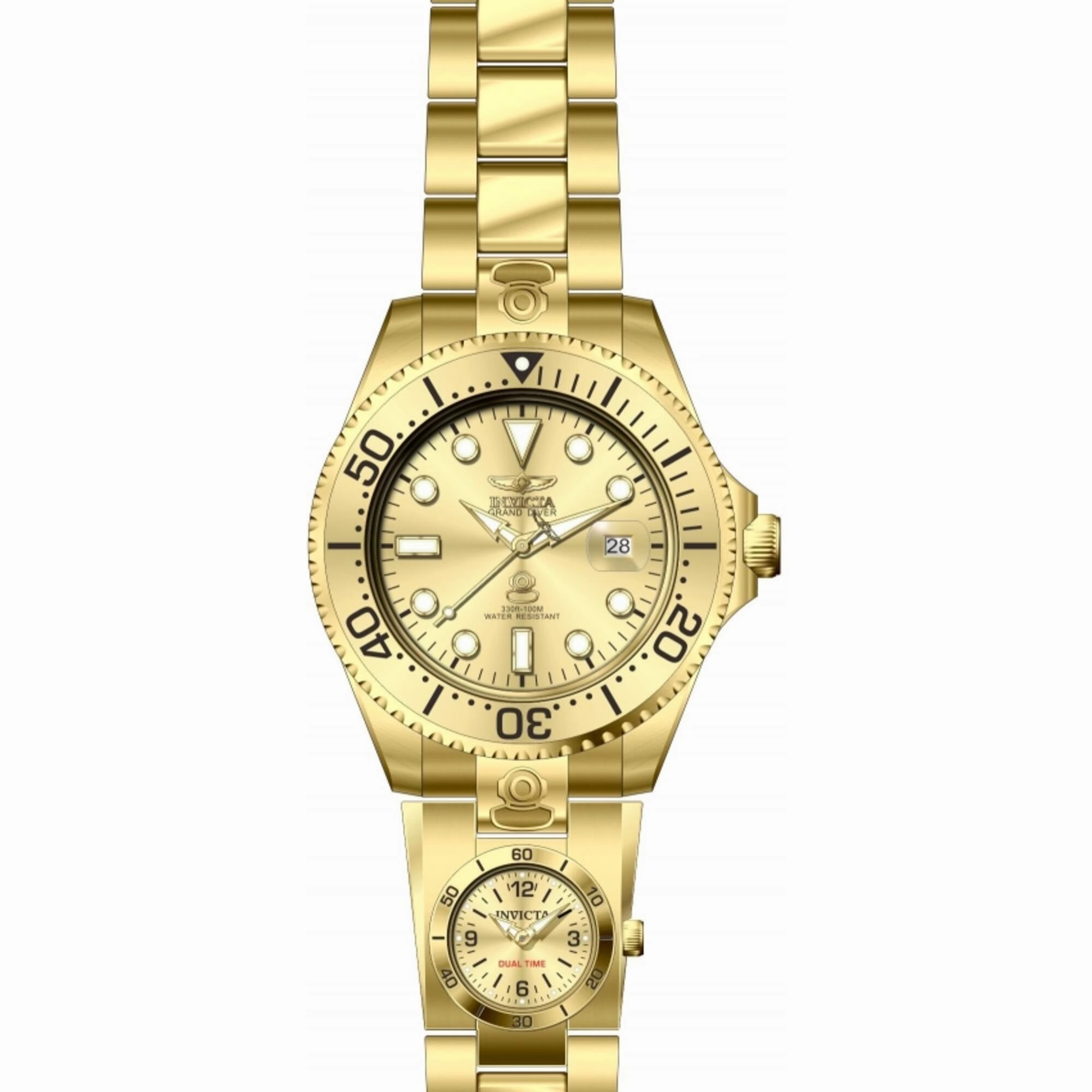 Invicta Men's Automatic Watch - Pro Diver Dual Time Gold Tone Dial Bracelet | 45817