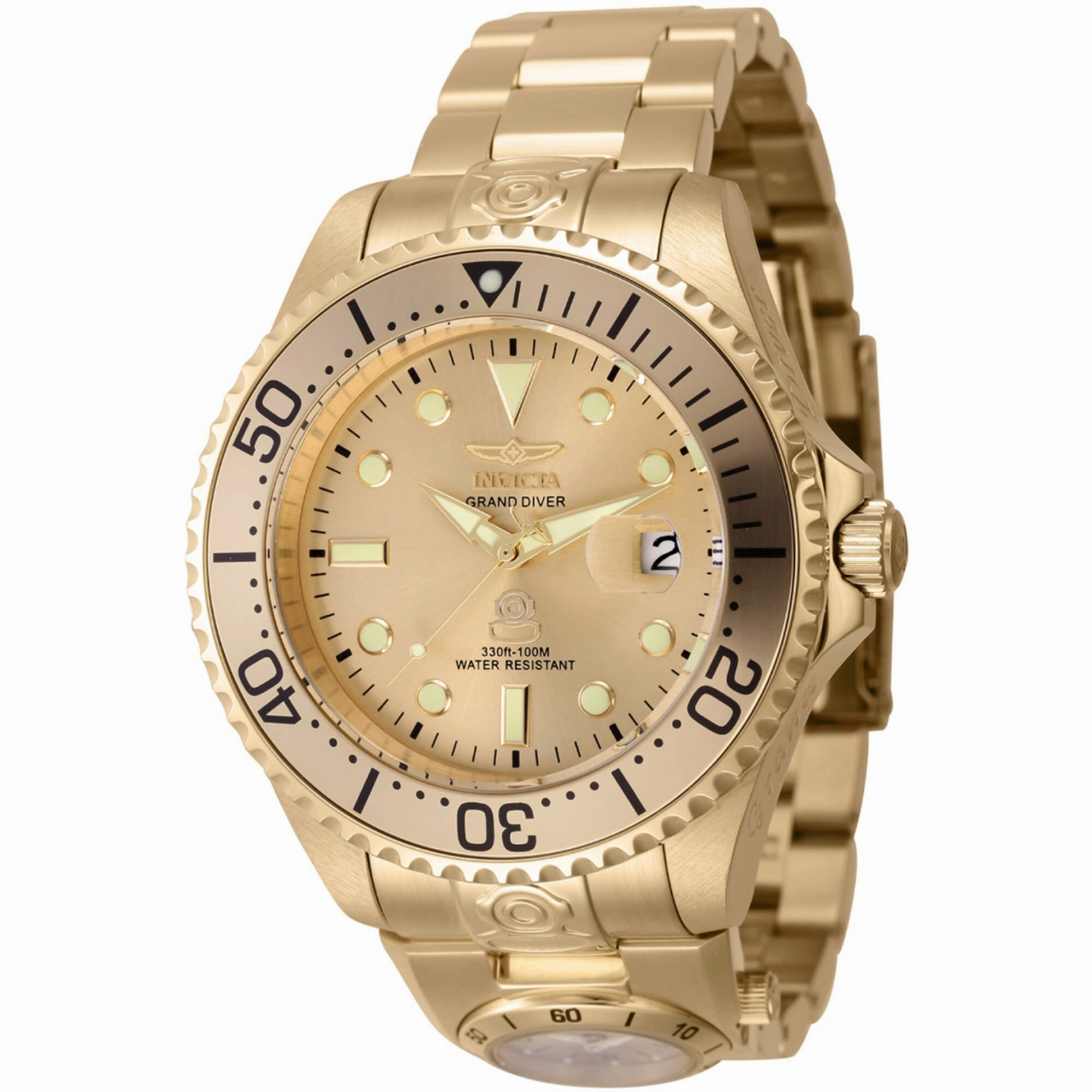 Invicta Men's Automatic Watch - Pro Diver Dual Time Gold Tone Dial Bracelet | 45817