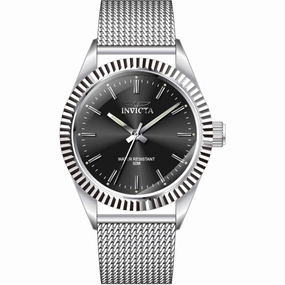 Invicta Men's Quartz Watch - Specialty Black Dial Silver Tone Mesh Bracelet | 45705