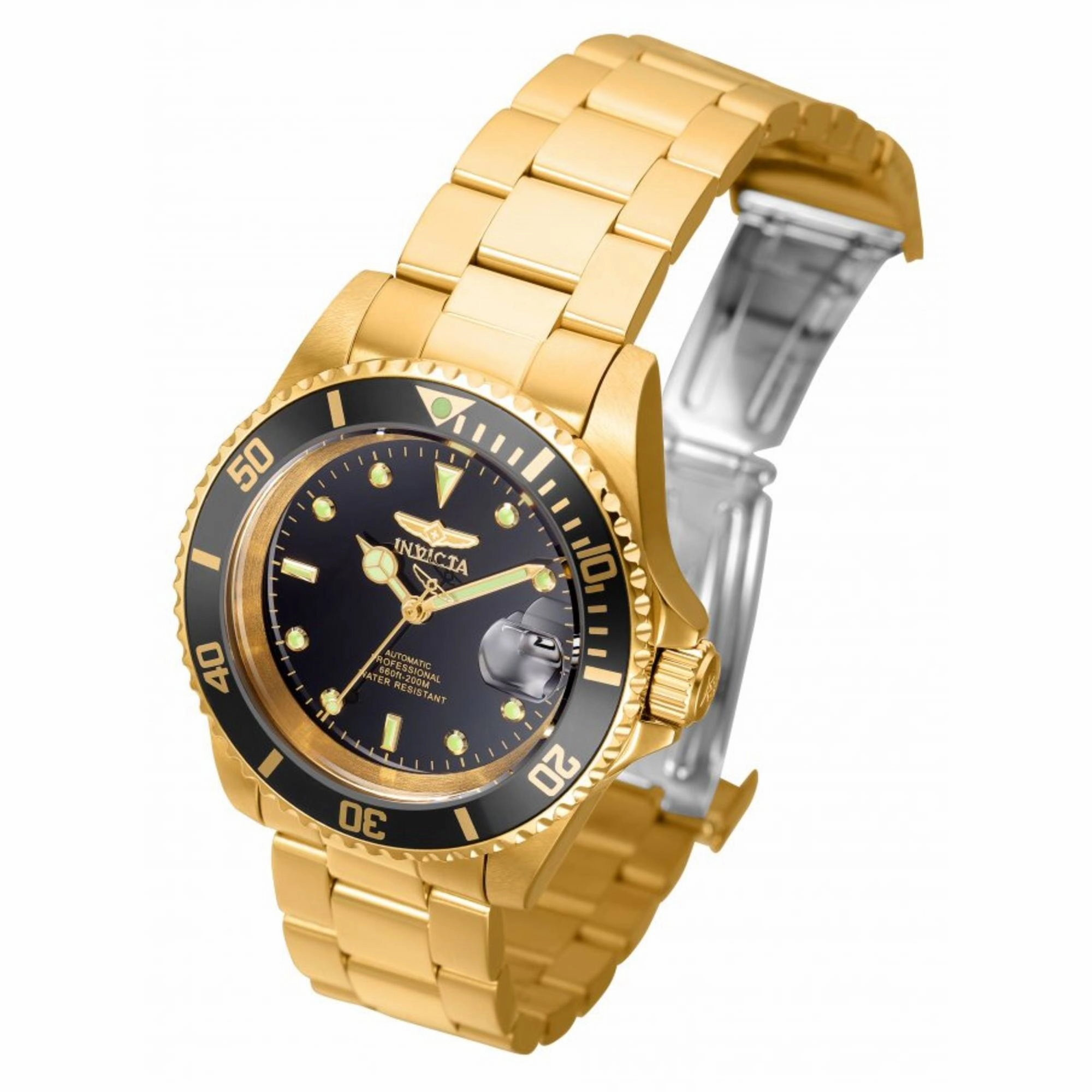 Invicta Men's Watch - Pro Diver Automatic Black Dial Yellow Gold Bracelet | 8929OB