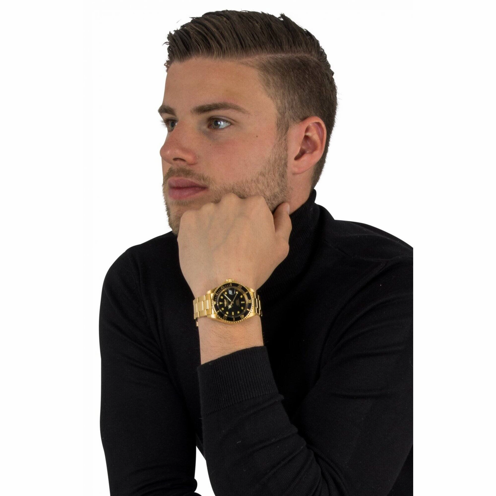 Invicta Men's Watch - Pro Diver Automatic Black Dial Yellow Gold Bracelet | 8929OB
