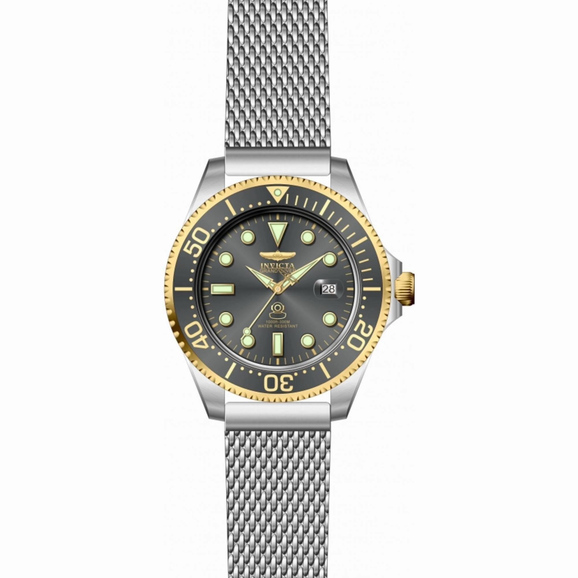 Invicta Men's Watch - Pro Diver Automatic Charcoal Bezel Steel Mesh Bracelet | 45806
