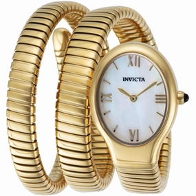 Invicta Women's Watch - Mayamar White MOP Dial Yellow Gold Wrap Bracelet | 44501