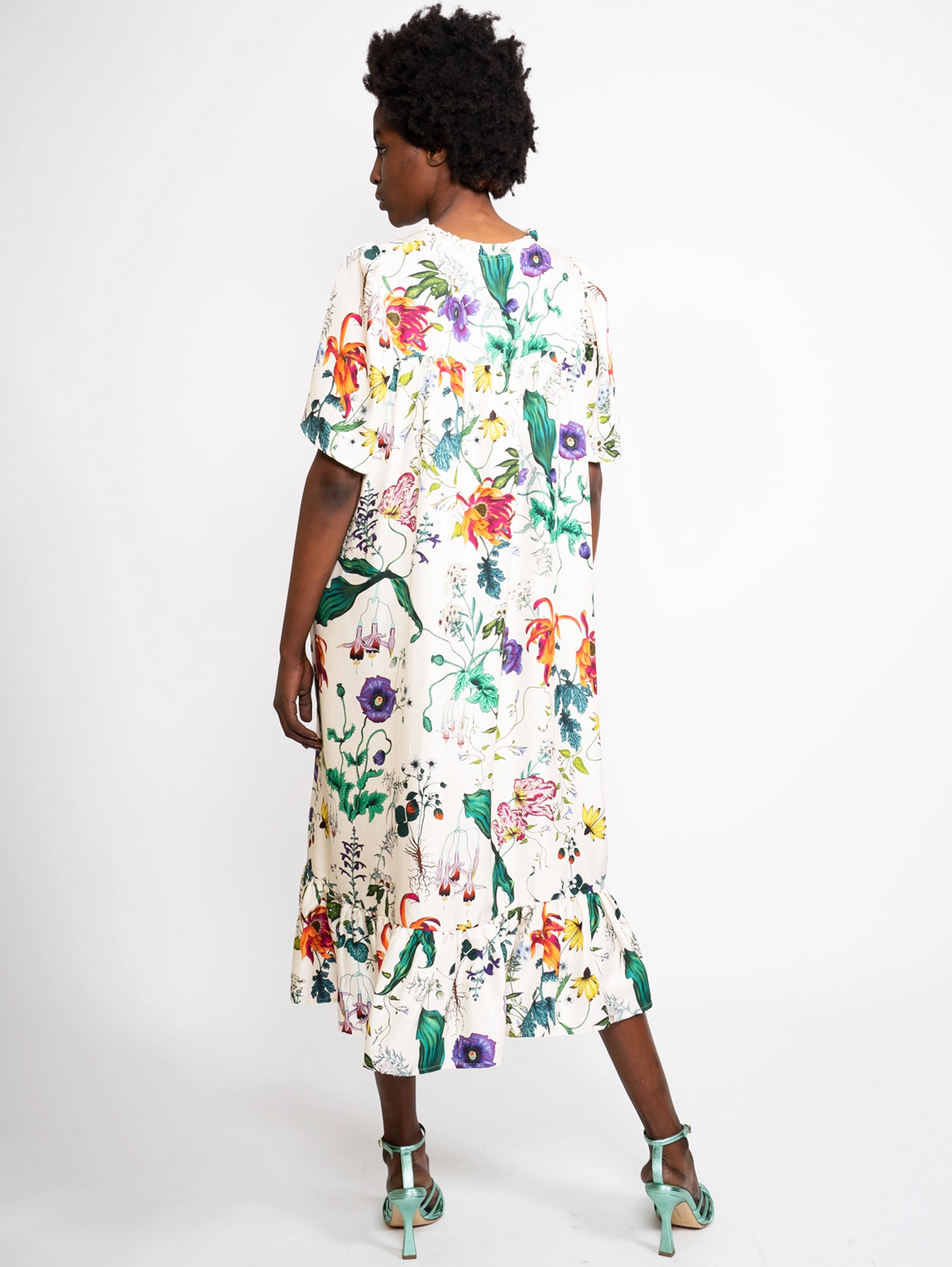 Ivory Floral Silk Dress