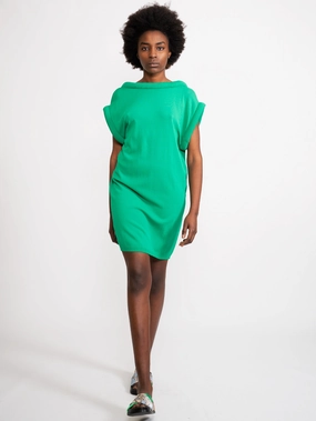 Knitted Dress with Green Padded Profiles