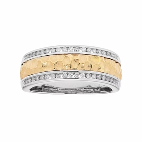 Kohl's R123964Y Men's Two Tone 14K Gold 1/3 Carat T.W. Diamond Hammered Wedding Band 12.5