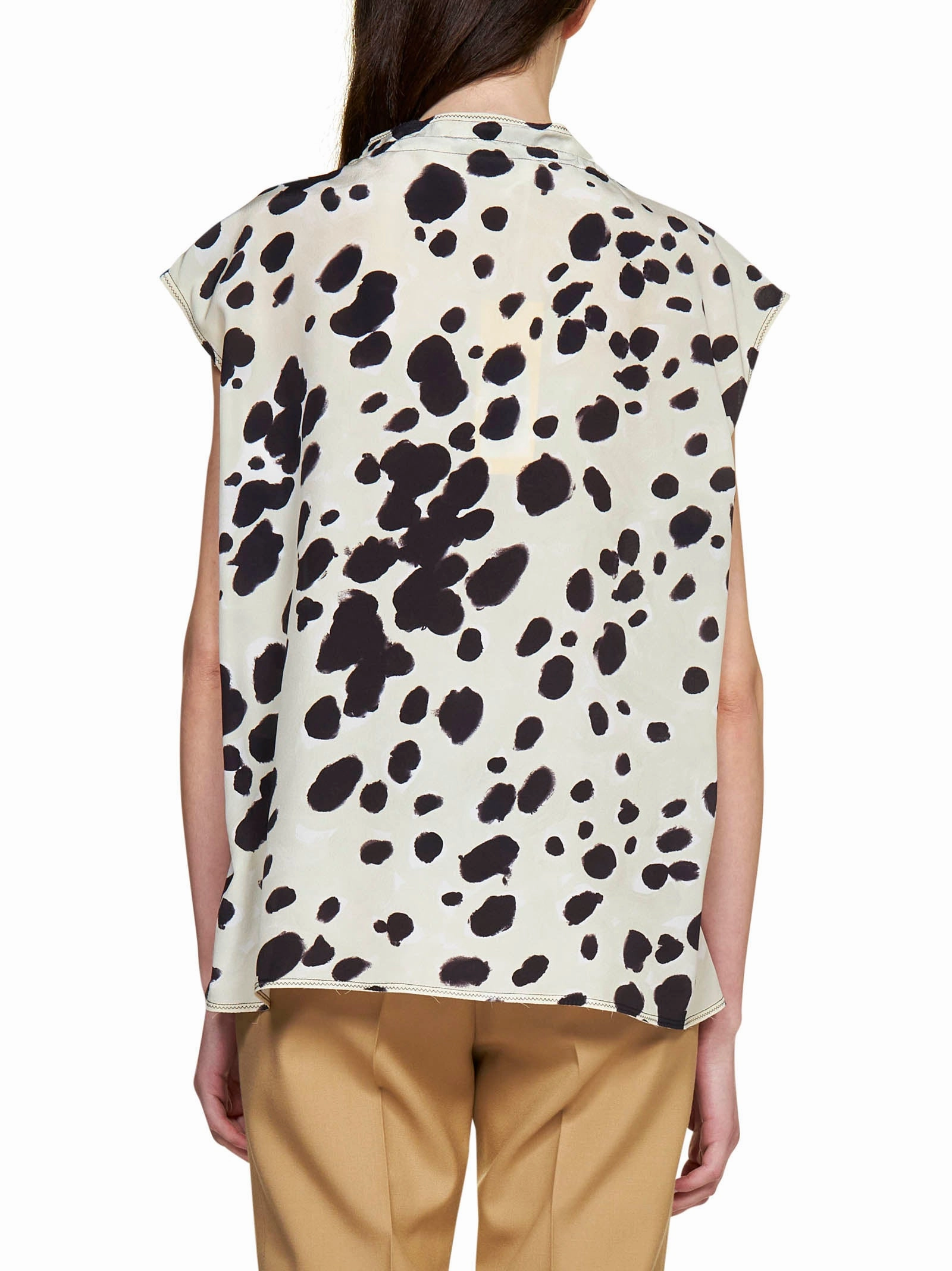 Marni Polka Dot Tie-Neck Sleeveless Blouse