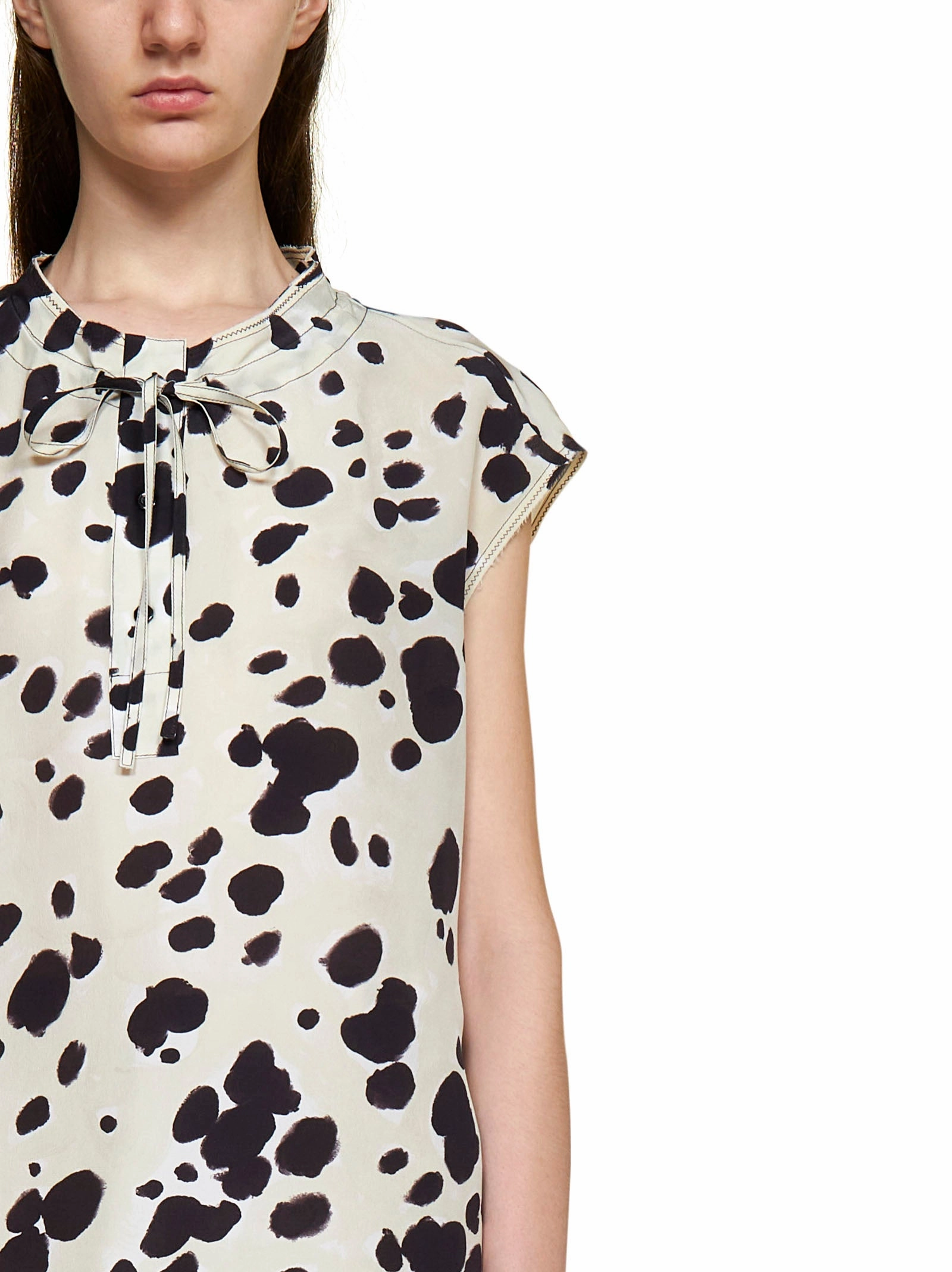Marni Polka Dot Tie-Neck Sleeveless Blouse