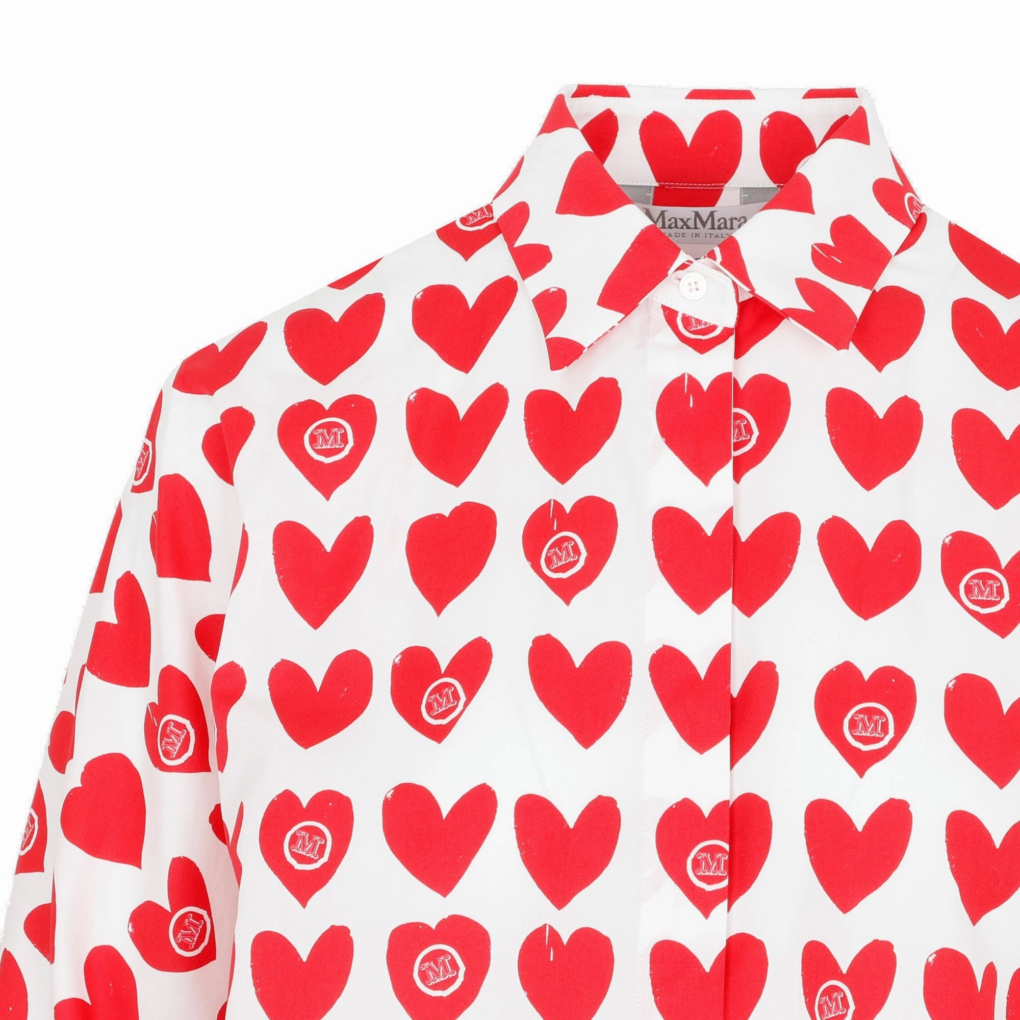 Max Mara Heart Printed Long-Sleeved Shirt