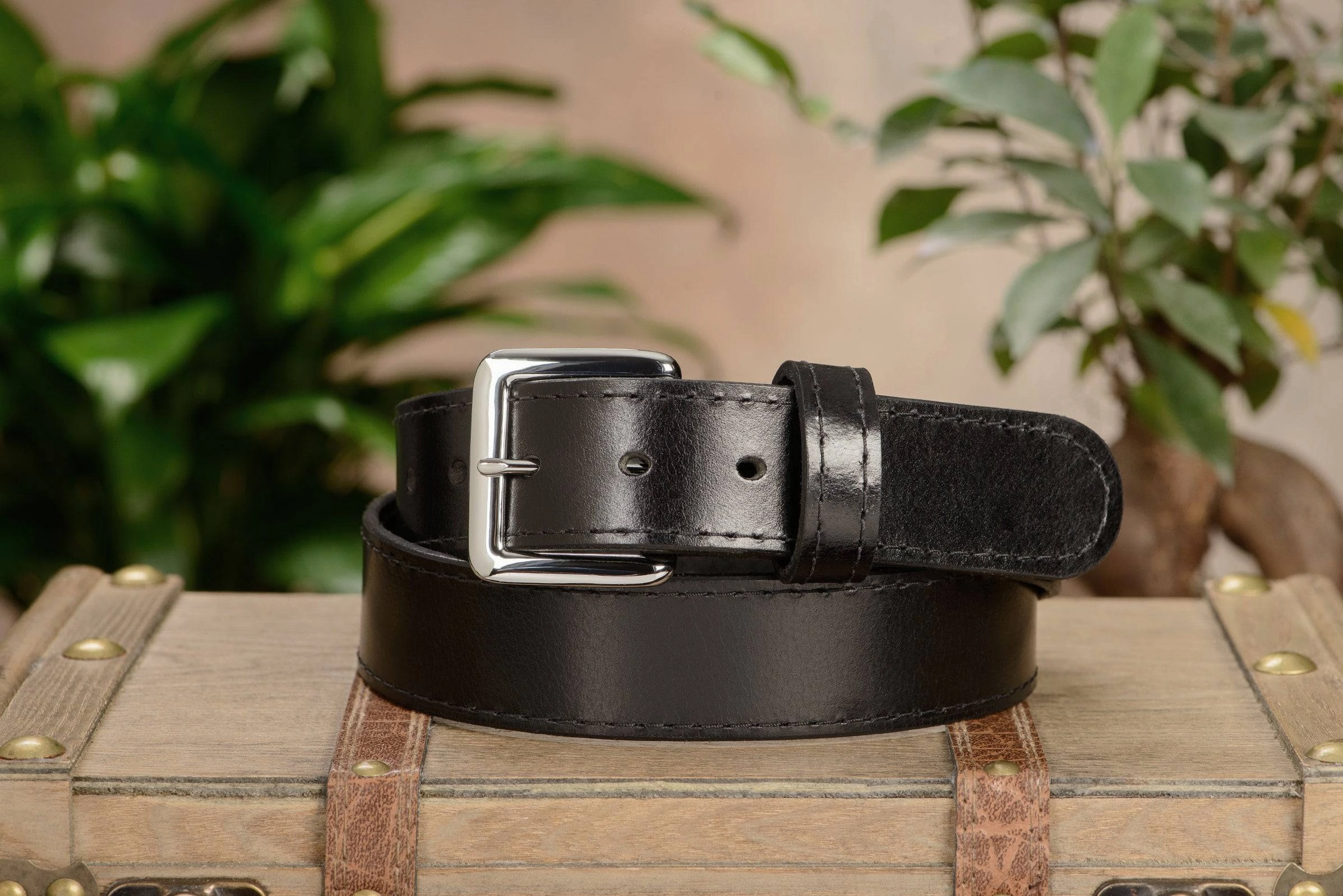 Men's Black Water Buffalo Leather Belt