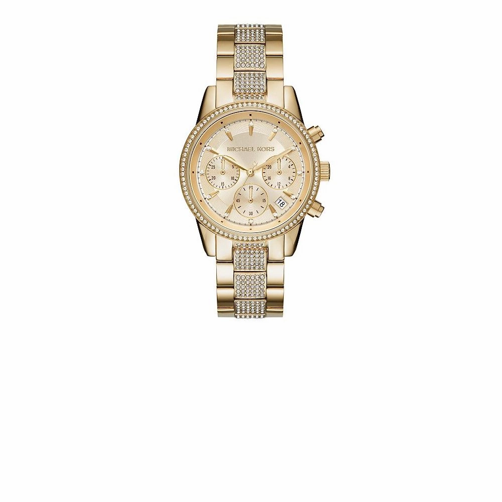 Michael Kors MK6484 Women's Ritz Chronograph Gold-Tone Stainless Steel Watch