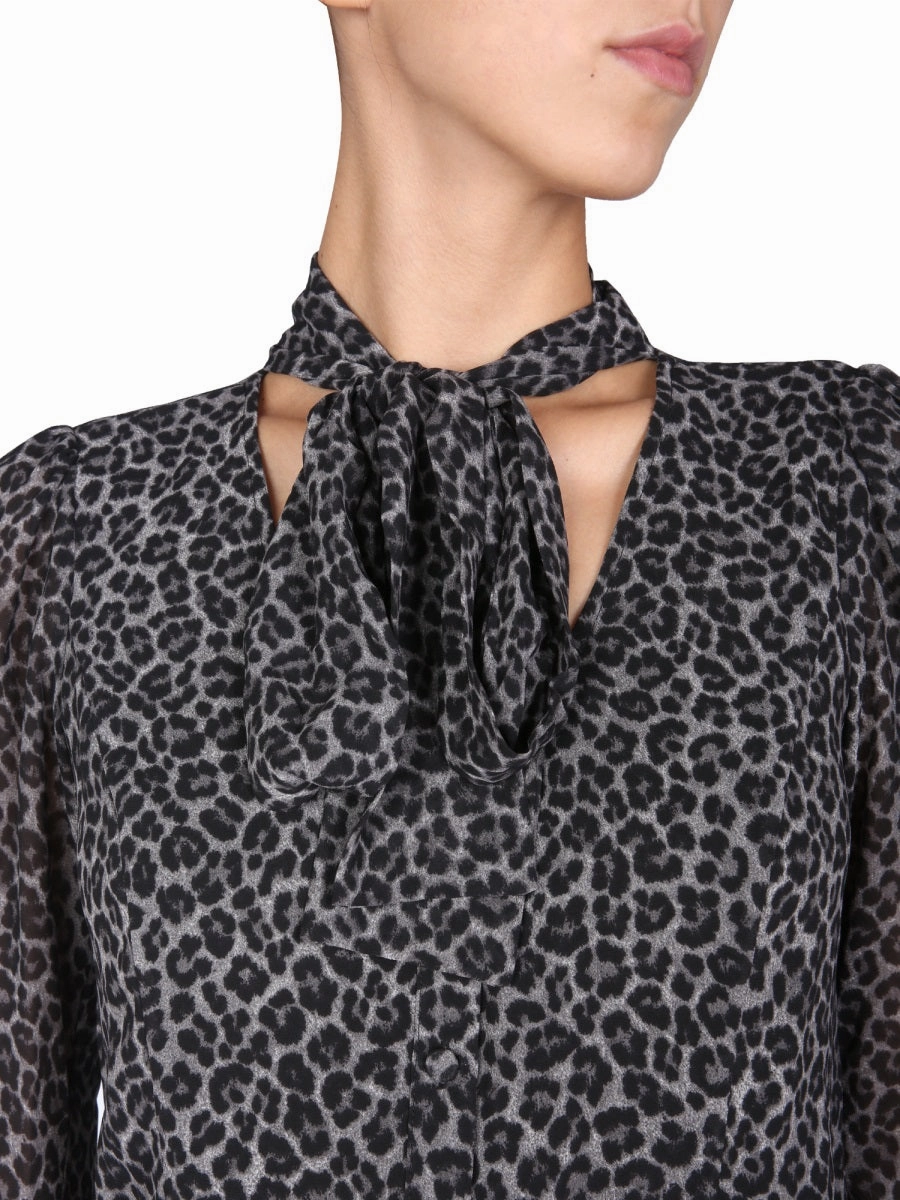 Michael Michael Kors Leopard Print Bow-Detailed Blouse