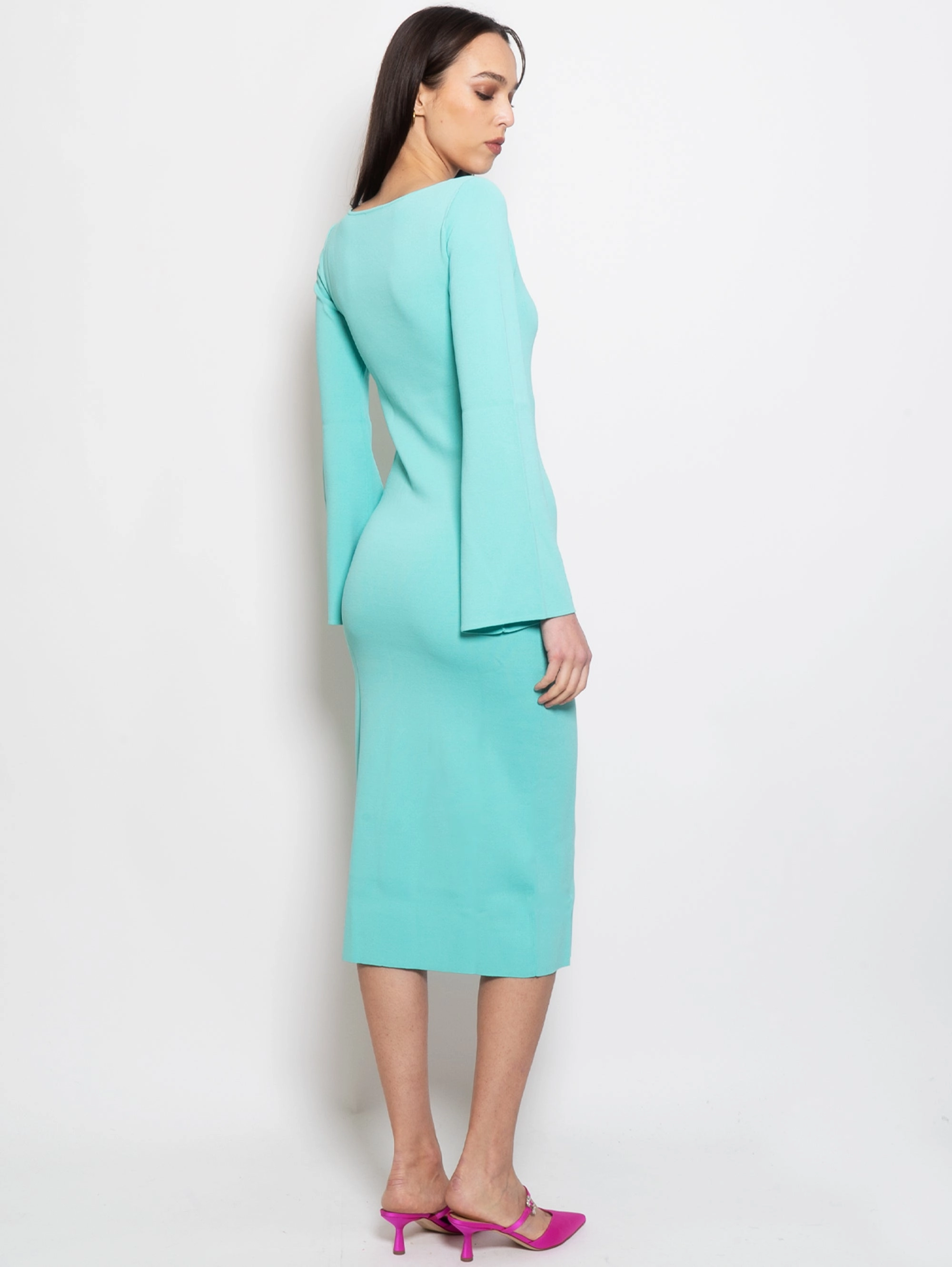 Midi Dress in Aqua Green Knit