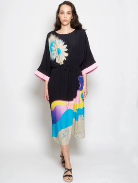 Midi Dress in Black Viscose