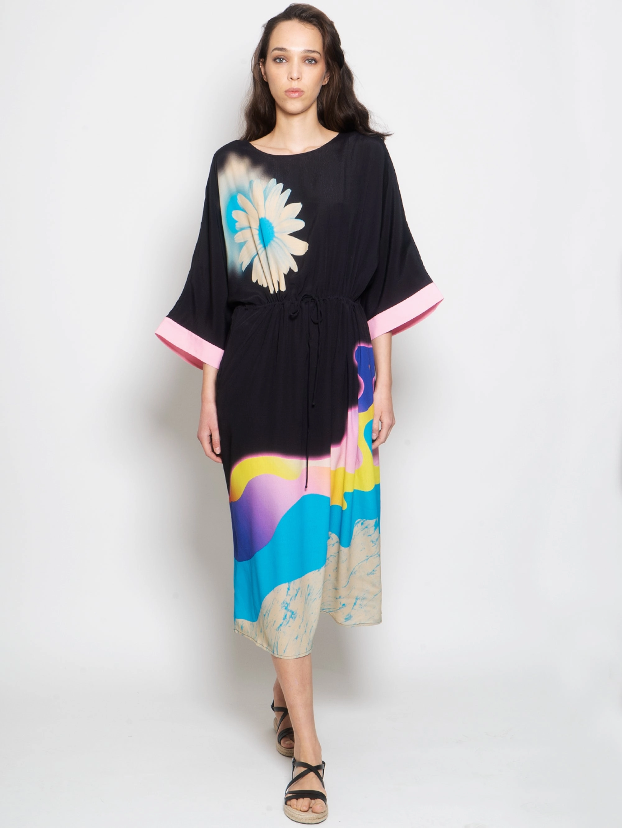 Midi Dress in Black Viscose
