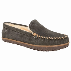 Minnetonka Sheepskin Terese Slippers for Ladies - Charcoal - 8M