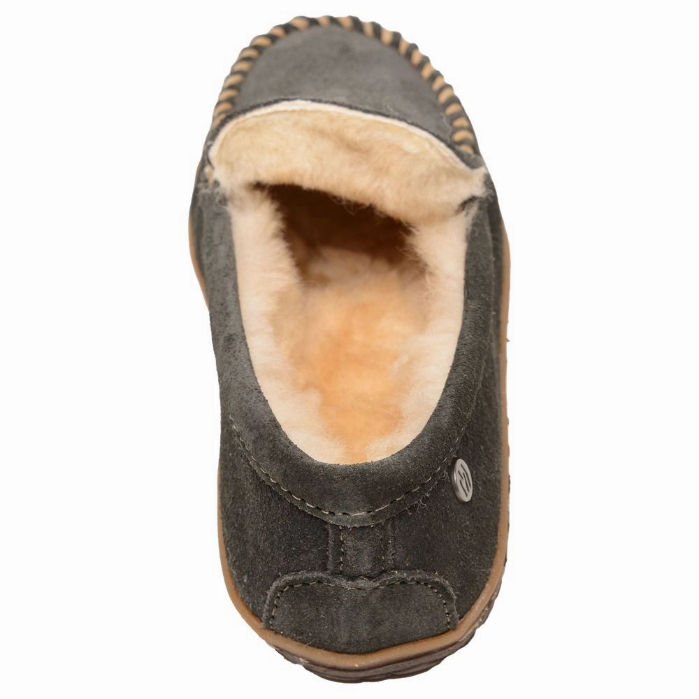 Minnetonka Sheepskin Terese Slippers for Ladies - Charcoal - 8M
