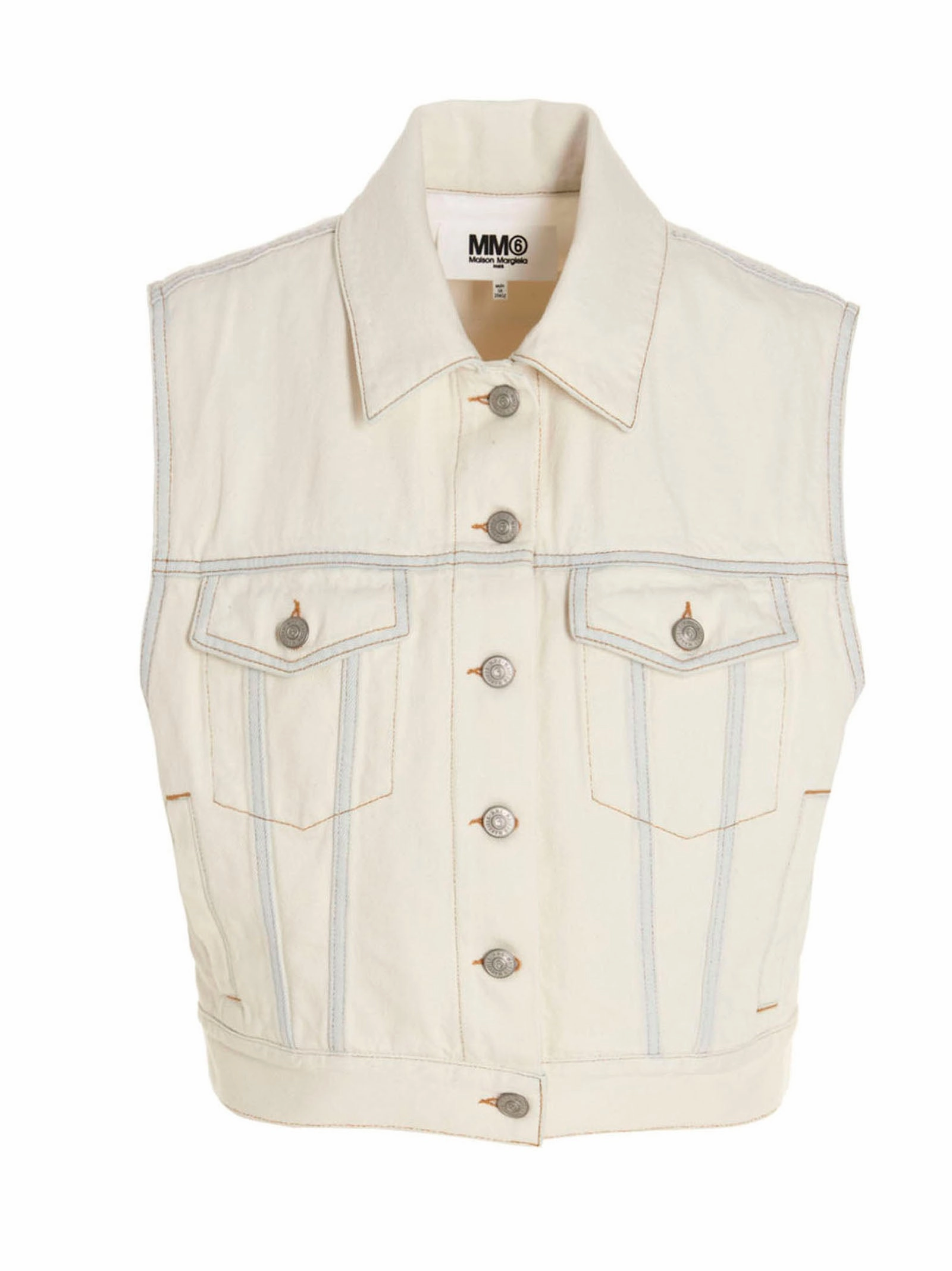 MM6 Maison Margiela Denim Sleeveless Buttoned Jacket
