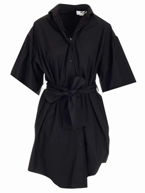 MSGM Short-Sleeved Tie-Waist Dress