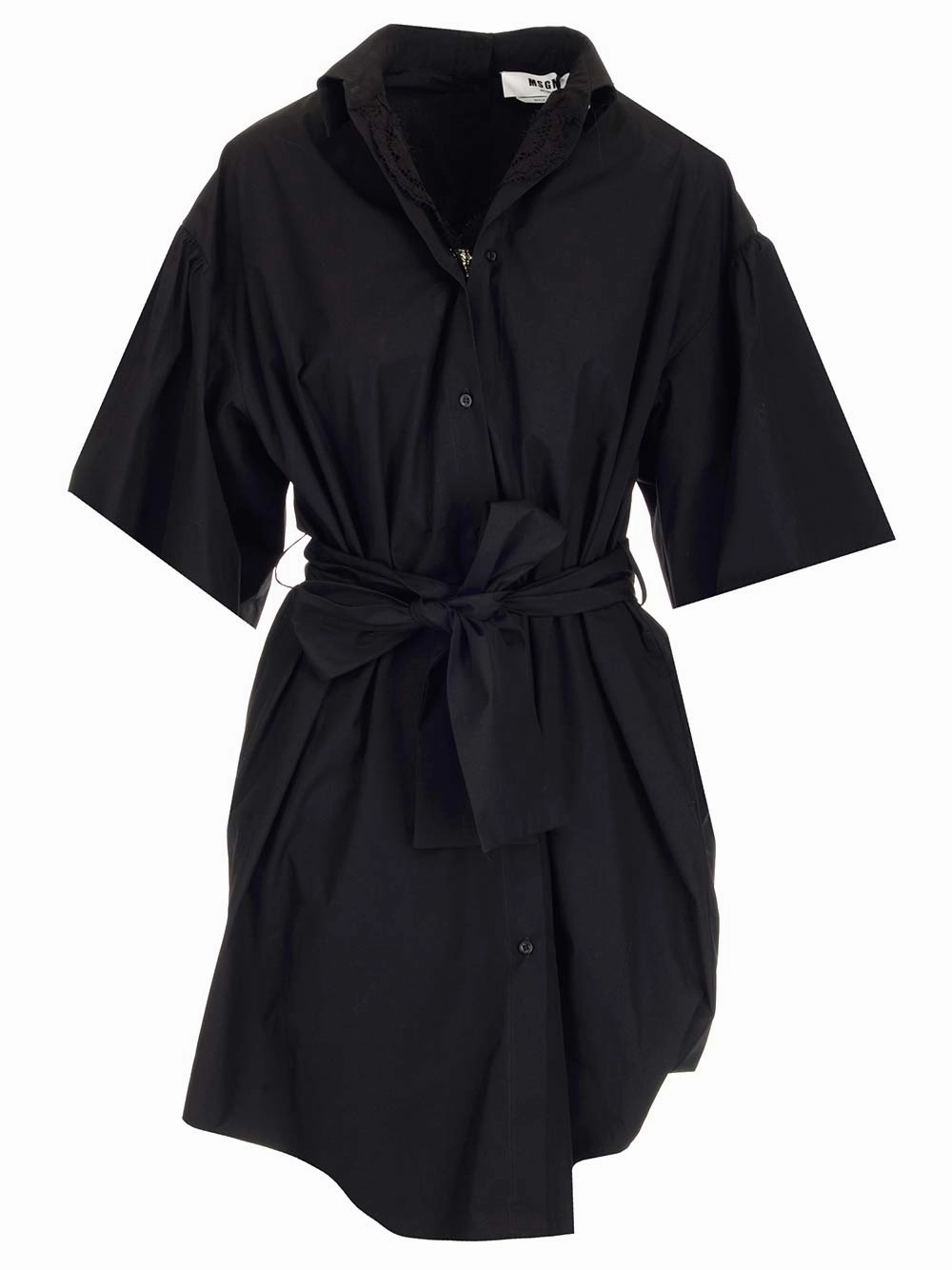 MSGM Short-Sleeved Tie-Waist Dress
