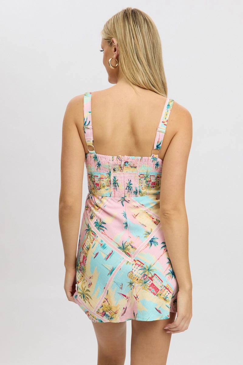 Multi Abstract Mini Dress Sleeveless