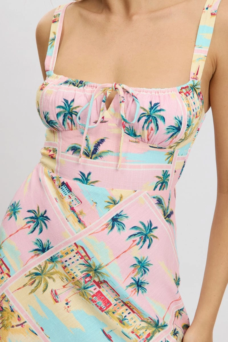 Multi Abstract Mini Dress Sleeveless