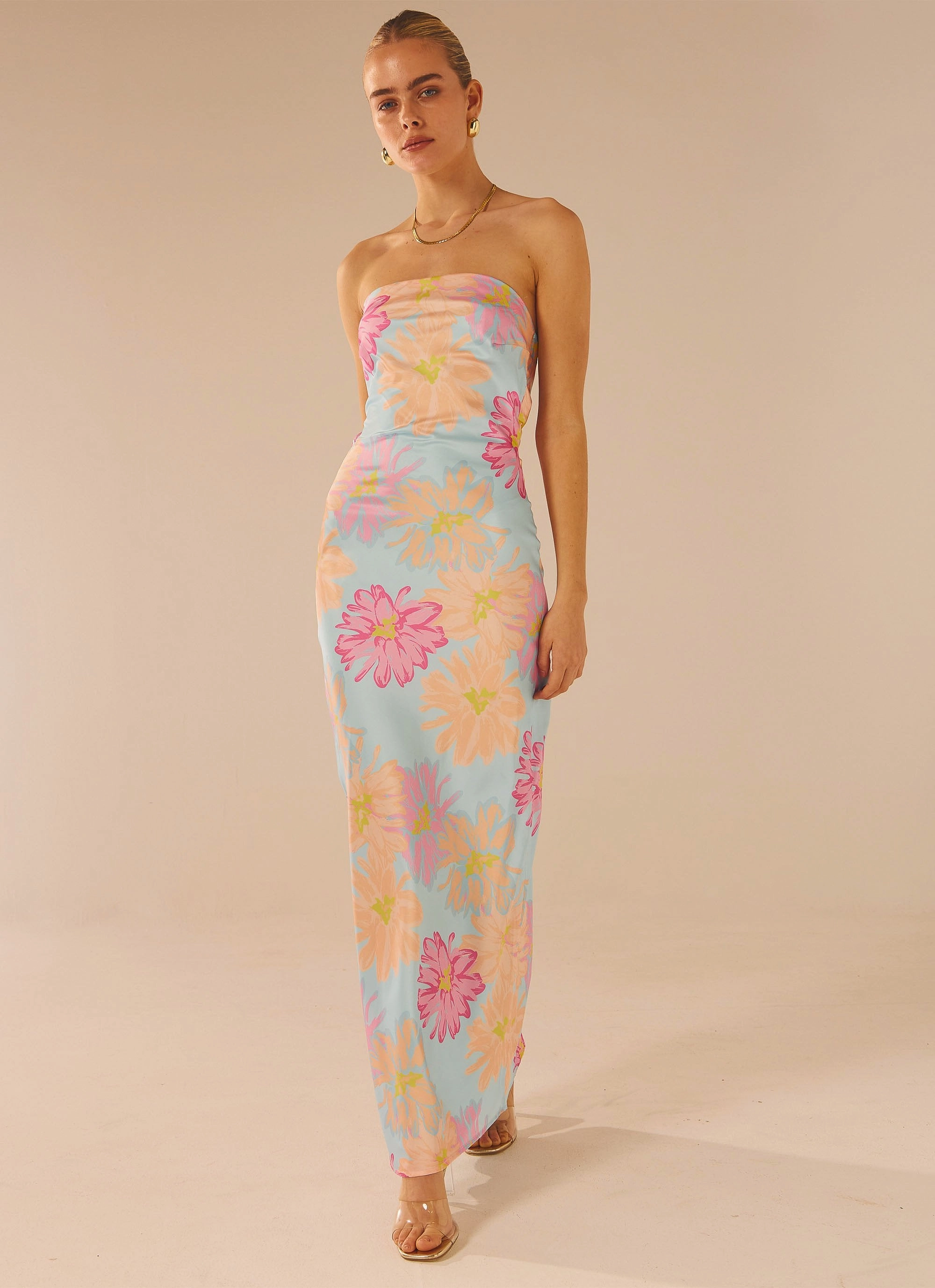 No Service Satin Maxi Dress - Spring Floral